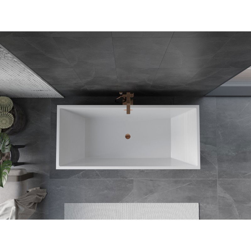 Mexen Vigo free-standing bathtub 178.5 x 80 cm, white/black, overflow rose gold - 51251788075-60
