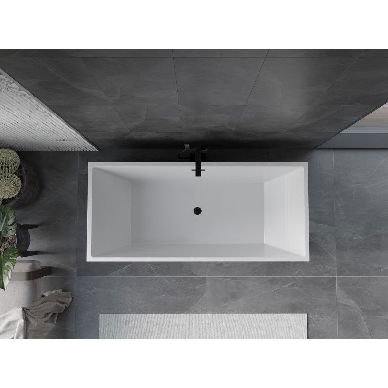 Mexen Vigo freestanding bath 178.5 x 80 cm, white/black, black overflow - 51251788075-70