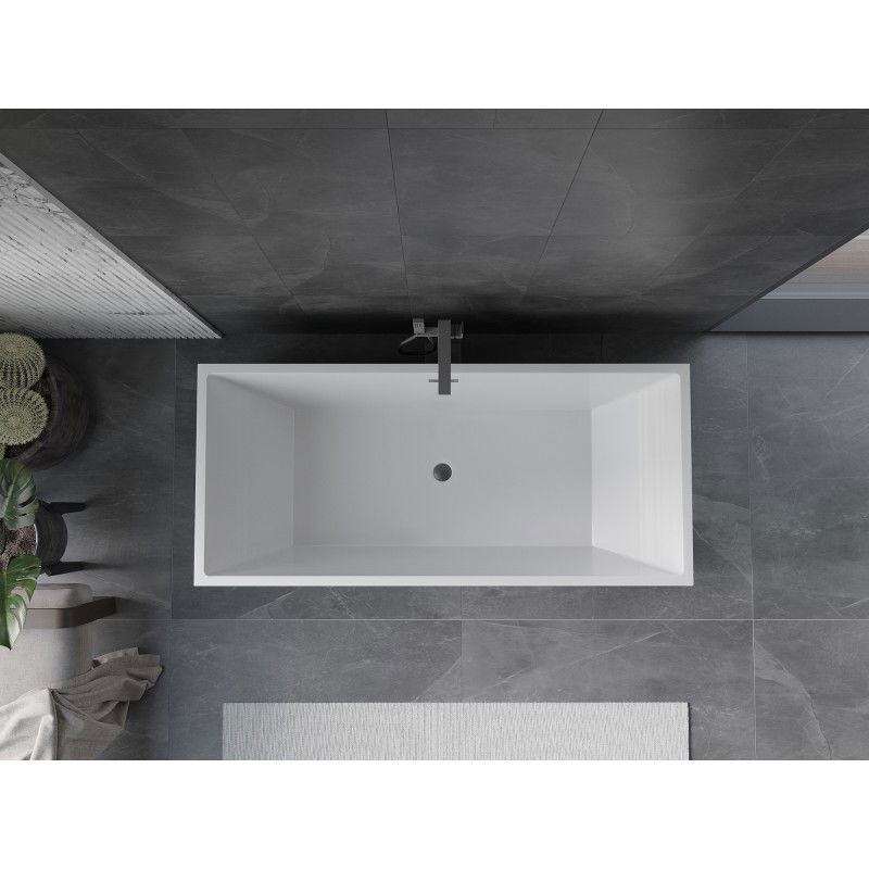 Mexen Vigo freestanding bathtub 178.5 x 80 cm, white/black, overflow gun metal - 51251788075-95