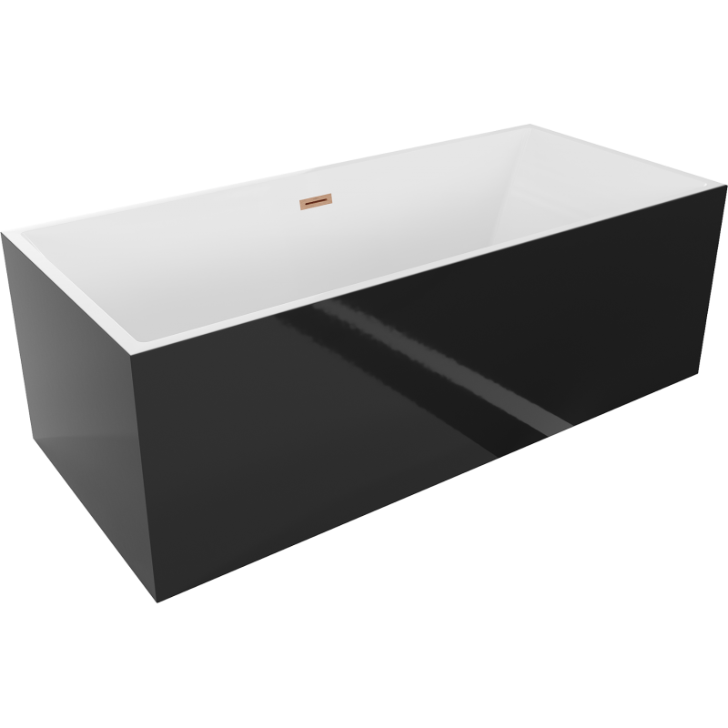 Mexen Vigo freestanding bathtub 178.5 x 80 cm, white/black, brushed copper drain - 51251788075-65