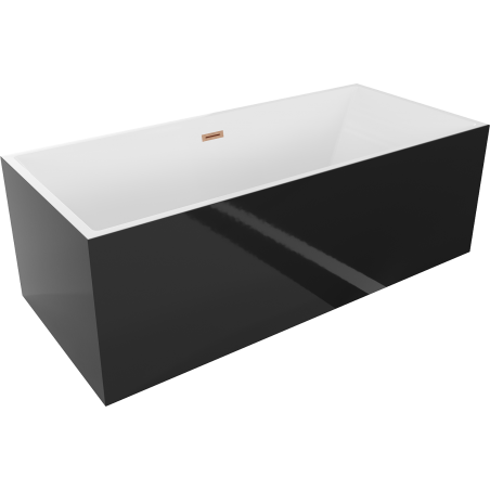 Mexen Vigo freestanding bath 178.5 x 80 cm, white/black, brushed copper overflow - 51251788075-65