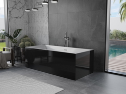Mexen Vigo freestanding bathtub 178.5 x 80 cm, white/black, brushed gun gray drain - 51251788075-66
