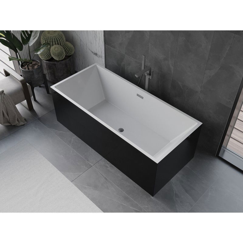 Mexen Vigo freestanding bathtub 178.5 x 80 cm, white/black, overflow gun metal - 51251788075-95