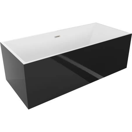 Mexen Vigo freestanding bath 178.5 x 80 cm, white/black, brushed nickel overflow - 51251788075-97