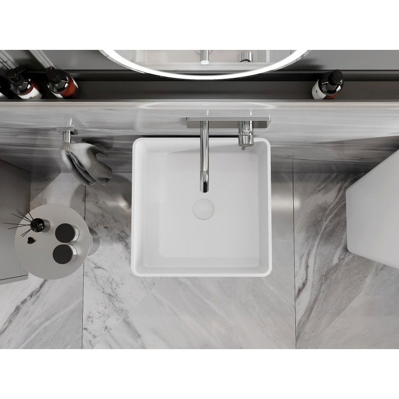 Mexen Adora freestanding washbasin made of conglomerate 45 x 45 cm, white matte - 26564500