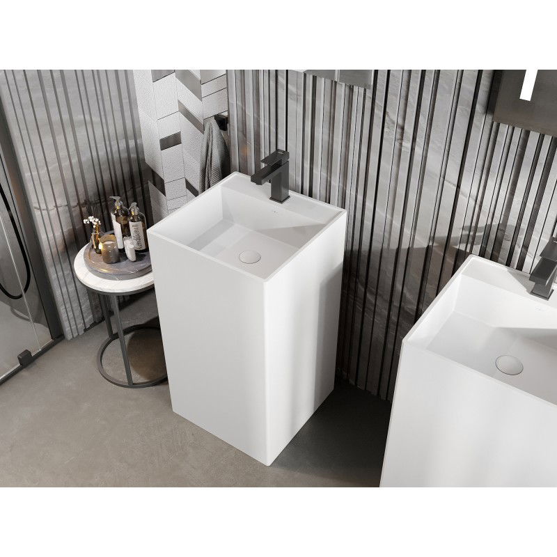 Mexen Belen freestanding basin made of conglomerate 45 x 45 cm, matte white - 26604500