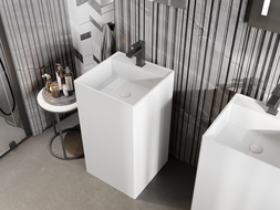 Mexen Belen freestanding conglomerate washbasin 45 x 45 cm, matte white - 26604500
