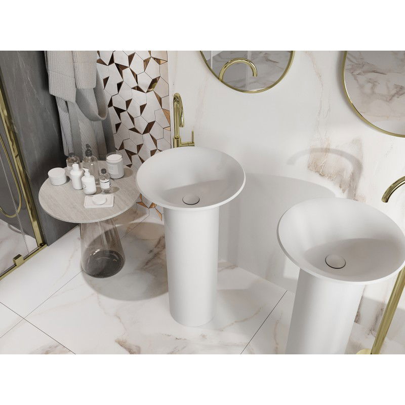 Mexen Leta freestanding basin made of conglomerate 45 x 45 cm, white matte - 26574500