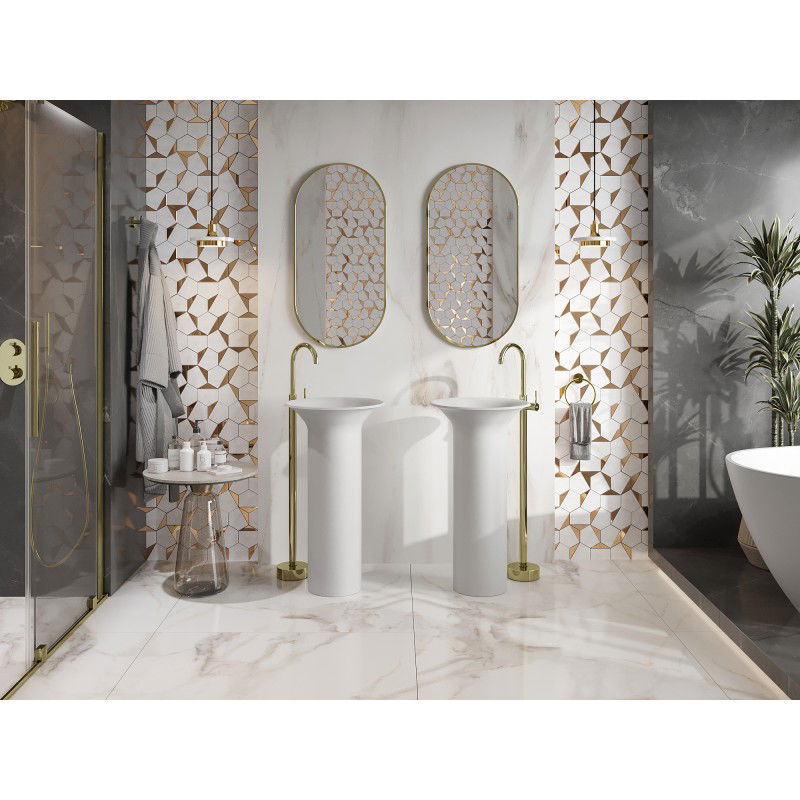 Mexen Leta freestanding basin made of conglomerate 45 x 45 cm, white matte - 26574500