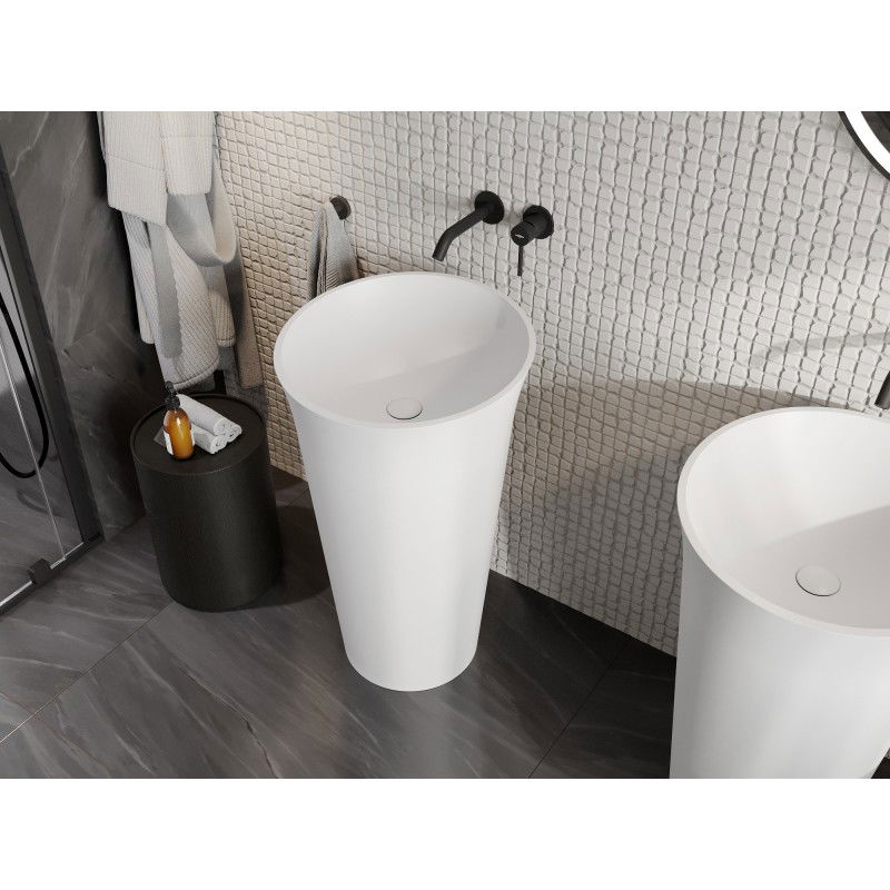 Mexen Nilda freestanding washbasin made of conglomerate 52 x 52 cm, white matte - 26555200