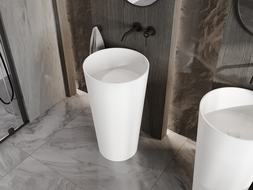 Mexen Onyx-01 freestanding washbasin made of conglomerate 45 x 45 cm, matte white - 26524500