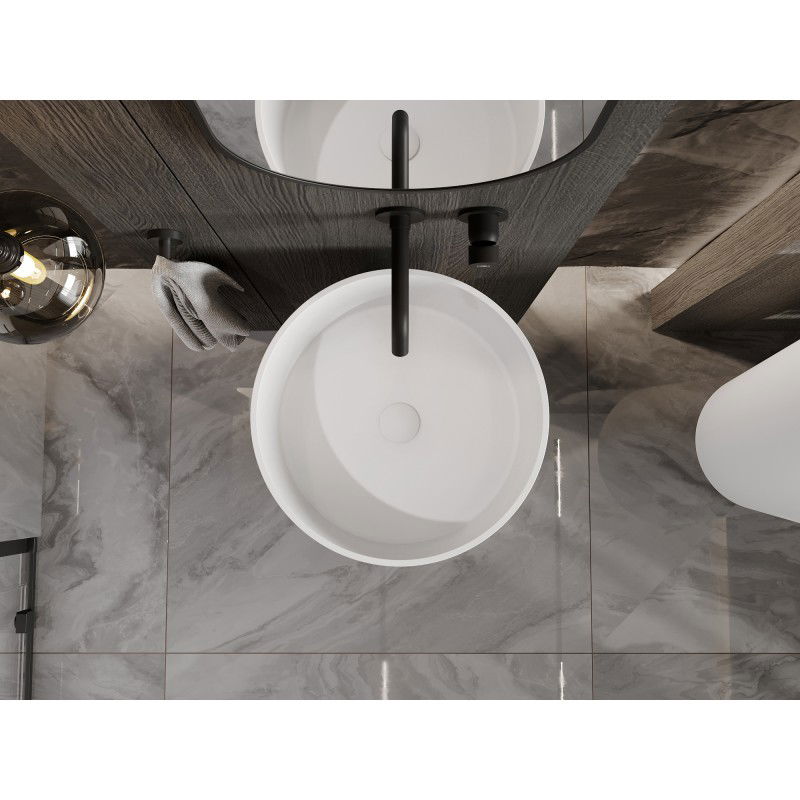 Mexen Onyx-01 freestanding basin made of conglomerate 45 x 45 cm, white matte - 26524500