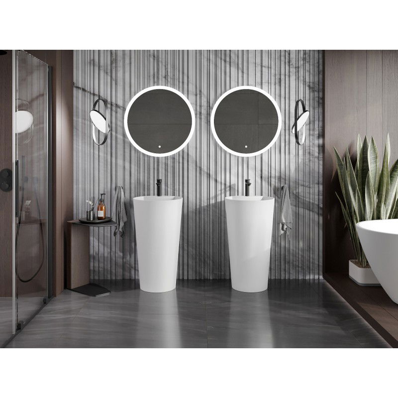 Mexen Onyx-02 freestanding basin made of conglomerate 45 x 45 cm, matte white - 26544500