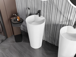 Mexen Onyx-02 freestanding washbasin made of conglomerate 45 x 45 cm, white matte - 26544500