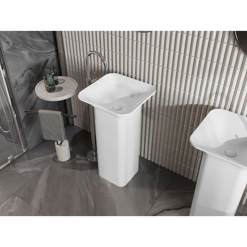 Mexen Ria freestanding washbasin made of conglomerate 45 x 45 cm, white matte - 26584500