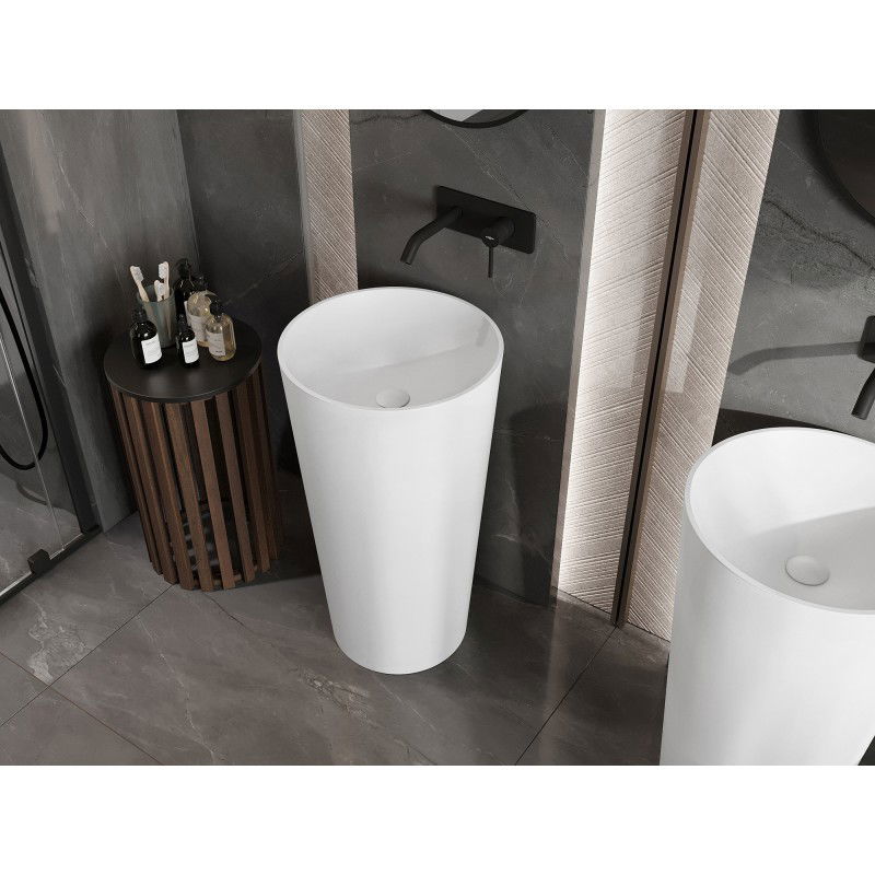 Mexen Onyx-03 freestanding washbasin made of conglomerate 45 x 45 cm, matte white - 26534500