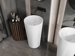 Mexen Onyx-03 freestanding washbasin made of conglomerate 45 x 45 cm, white matte - 26534500