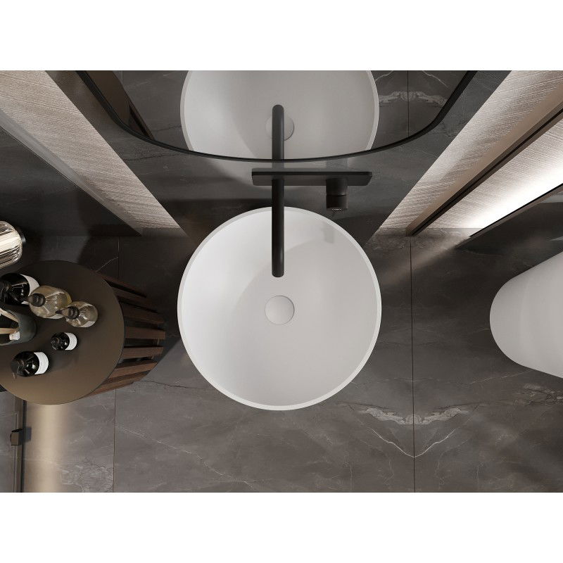Mexen Onyx-03 freestanding washbasin made of conglomerate 45 x 45 cm, matte white - 26534500