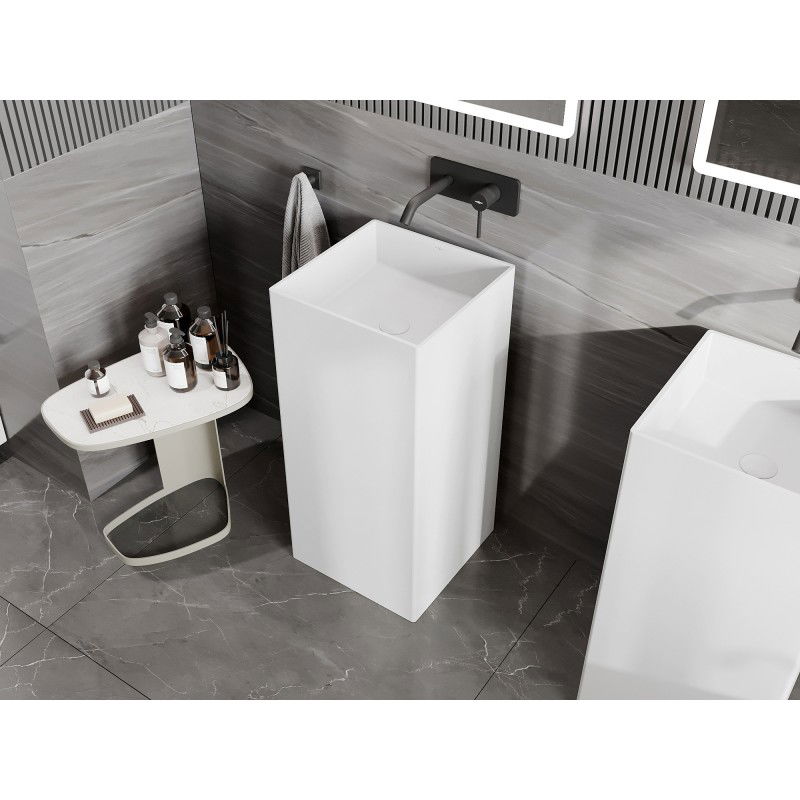 Mexen Xola-1 freestanding washbasin made of conglomerate 40 x 40 cm, matt white - 26594000