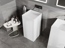 Mexen Xola-1 freestanding basin, conglomerate 40 x 40 cm, white matte - 26594000
