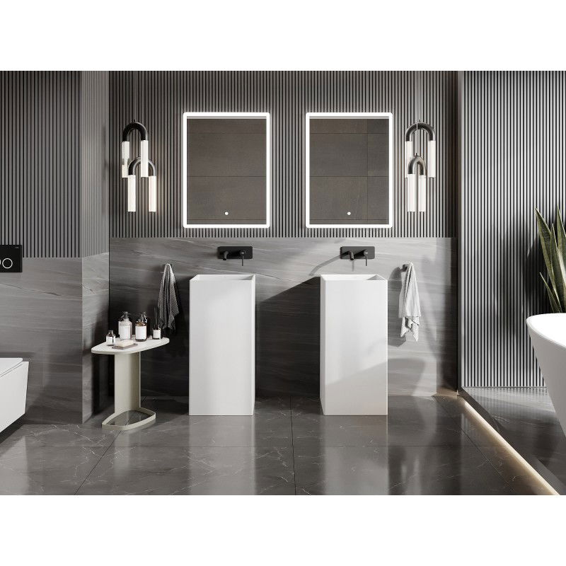 Mexen Xola-1 freestanding washbasin made of conglomerate 40 x 40 cm, matt white - 26594000
