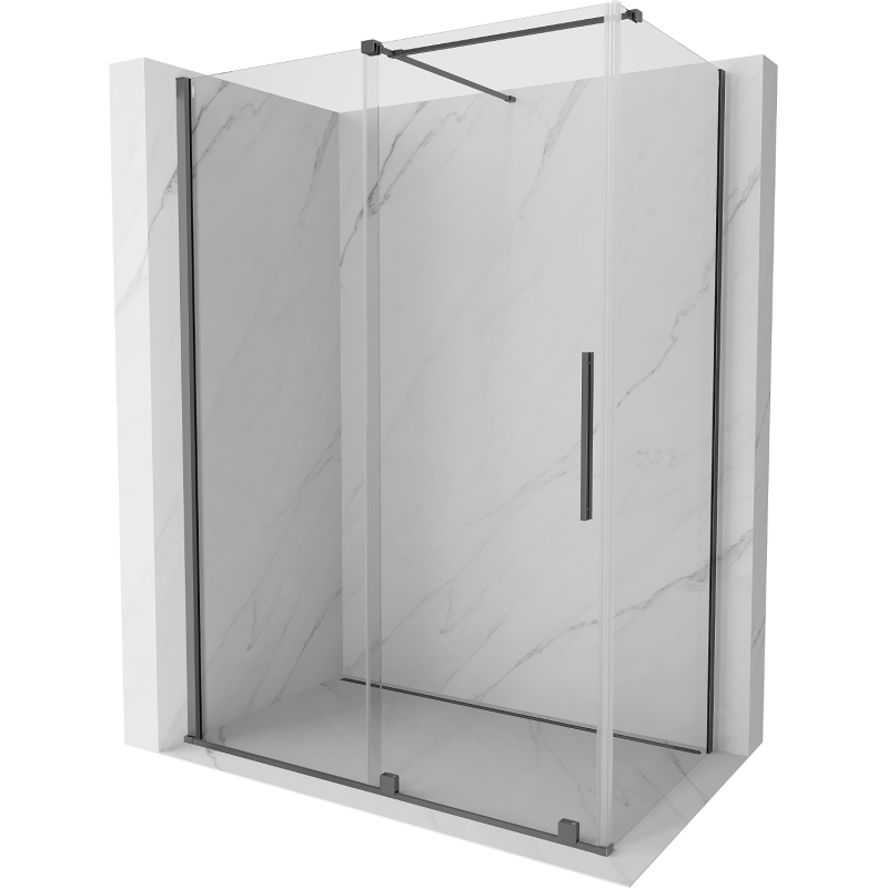 Mexen Velar sliding shower enclosure 150 x 70 cm, transparent, gun metal - 871-150-070-01-95