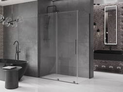 Mexen Velar Sliding Shower Enclosure 160 x 80 cm, Transparent, Gun Metal - 871-160-080-01-95