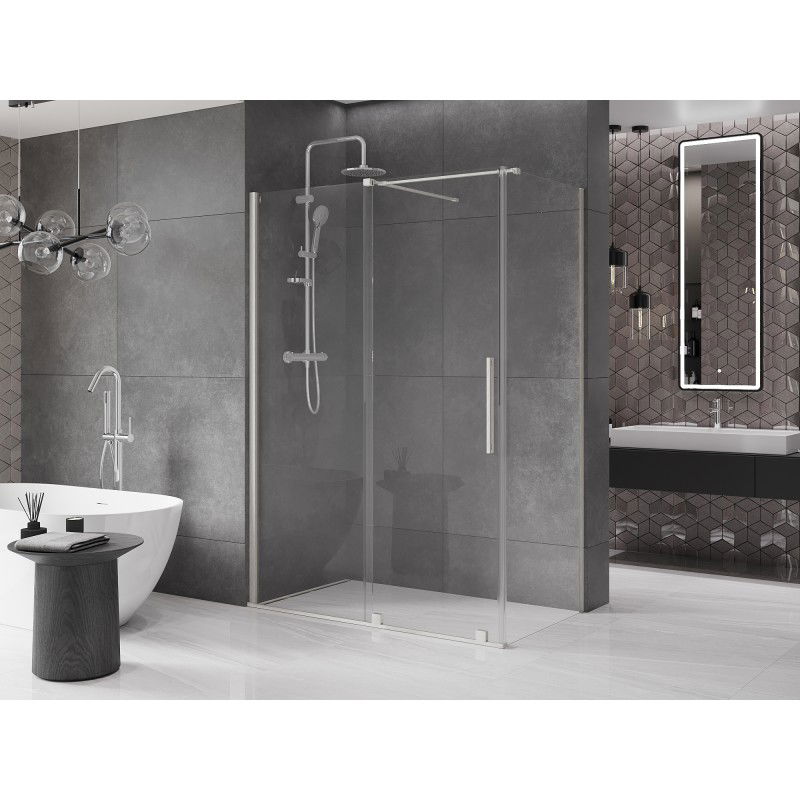 Mexen Velar sliding shower cabin 160 x 80 cm, transparent, brushed nickel - 871-160-080-01-97