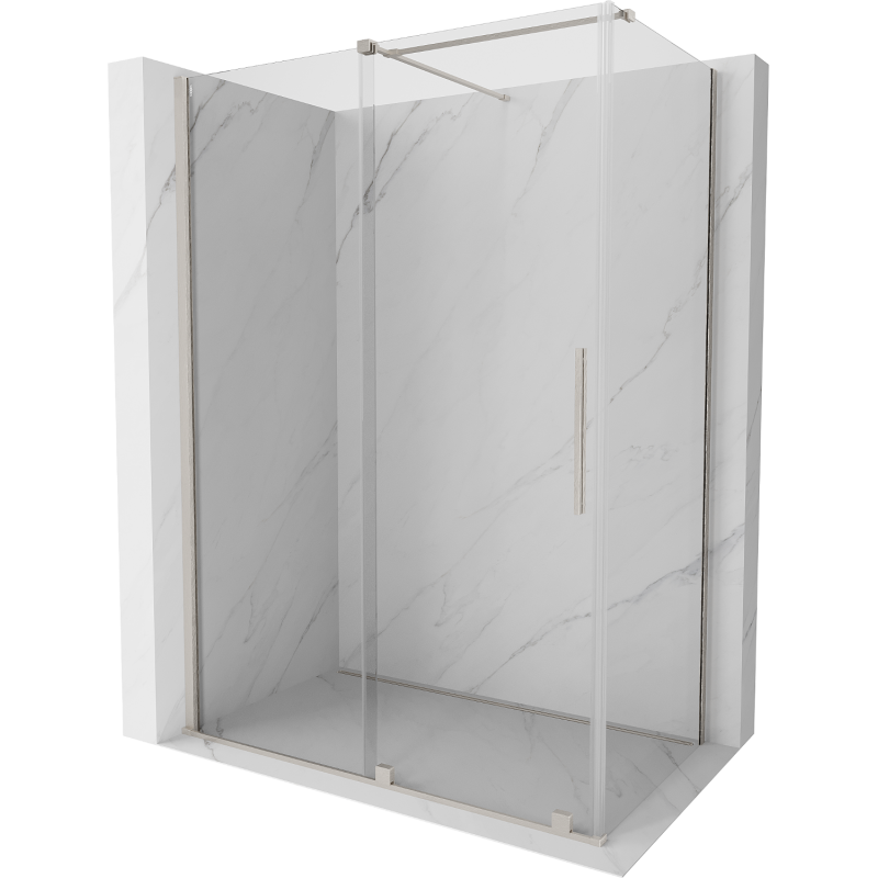 Mexen Velar sliding shower enclosure 140 x 80 cm, transparent, brushed nickel - 871-140-080-01-97