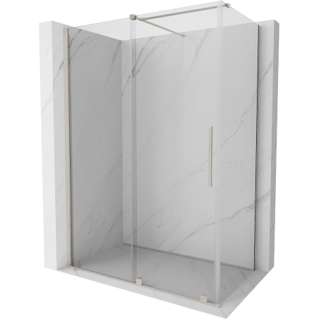 Mexen Velar sliding shower enclosure 140 x 80 cm, transparent, brushed nickel - 871-140-080-01-97