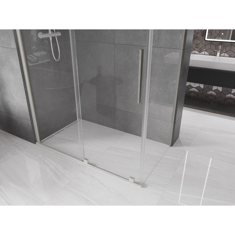 Mexen Velar sliding shower cabin 140 x 85 cm, transparent, brushed nickel - 871-140-085-01-97