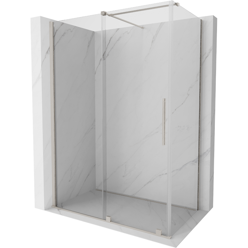 Mexen Velar sliding shower cabin 150 x 85 cm, transparent, brushed nickel - 871-150-085-01-97