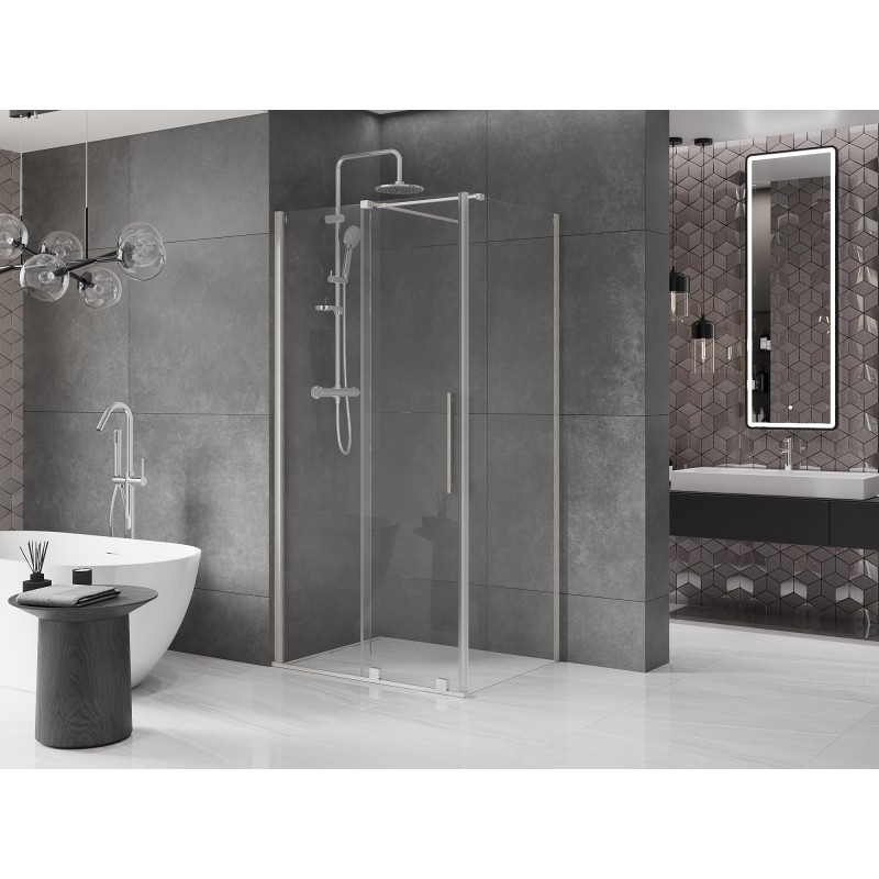 Mexen Velar sliding shower cabin 90 x 85 cm, transparent, brushed nickel - 871-090-085-01-97