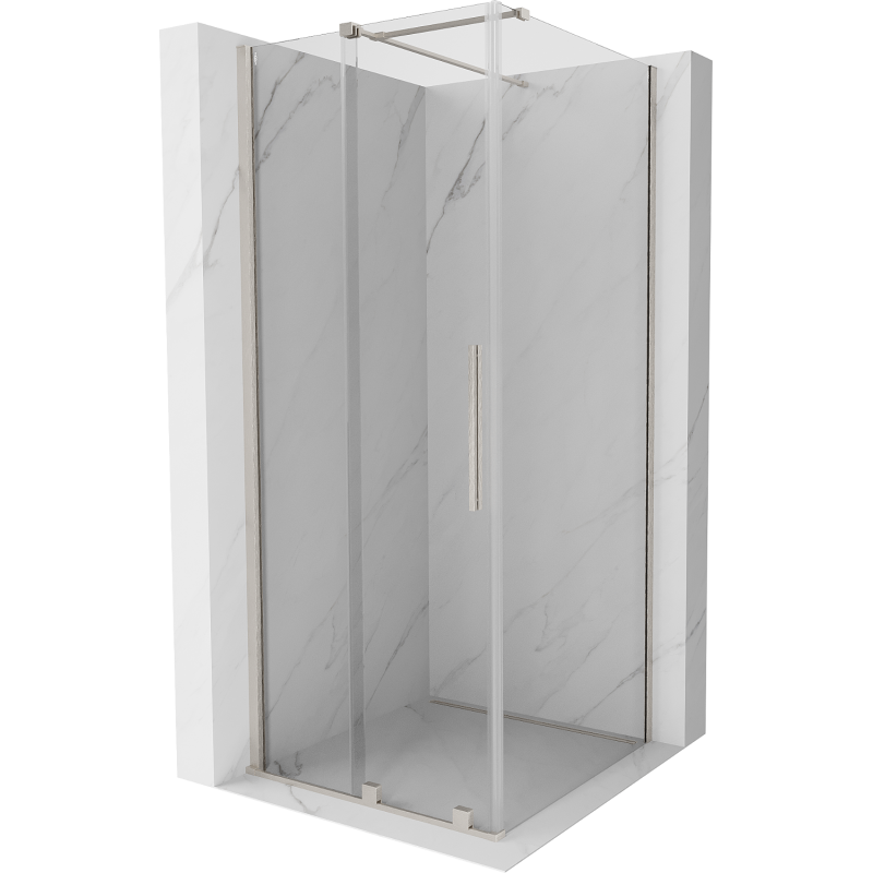 Mexen Velar sliding shower cabin 90 x 90 cm, transparent, brushed nickel - 871-090-090-01-97