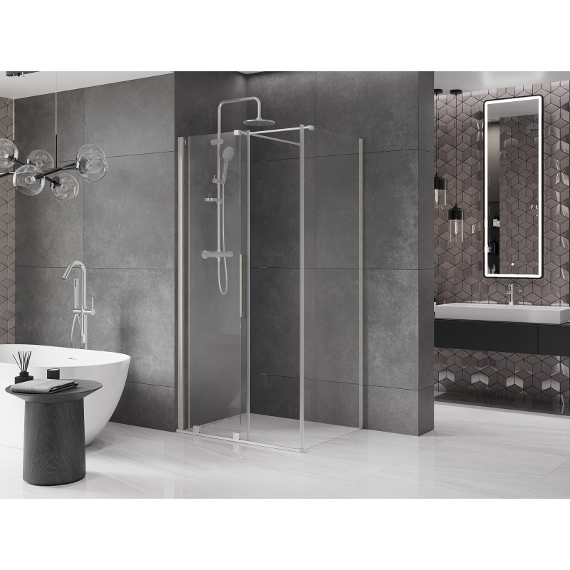 Mexen Velar sliding shower cabin 90 x 85 cm, transparent, brushed nickel - 871-090-085-01-97