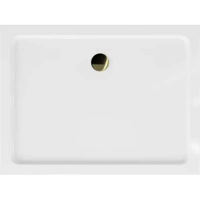 Mexen Flat rectangular slim shower tray 140 x 100 cm, white, gold siphon - 40101014G