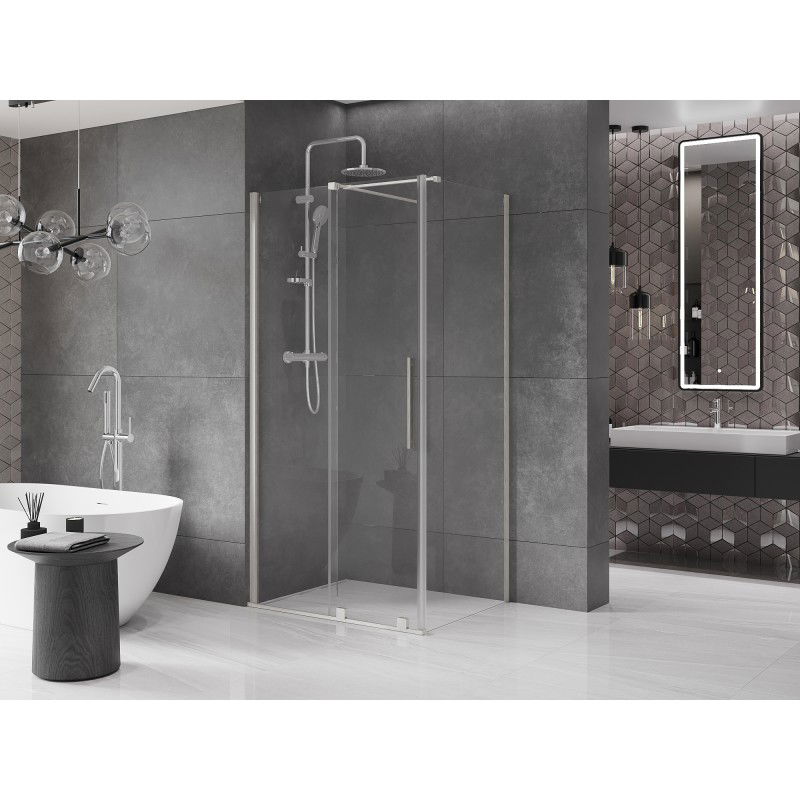 Mexen Velar sliding shower cabin 100 x 75 cm, transparent, brushed nickel - 871-100-075-01-97