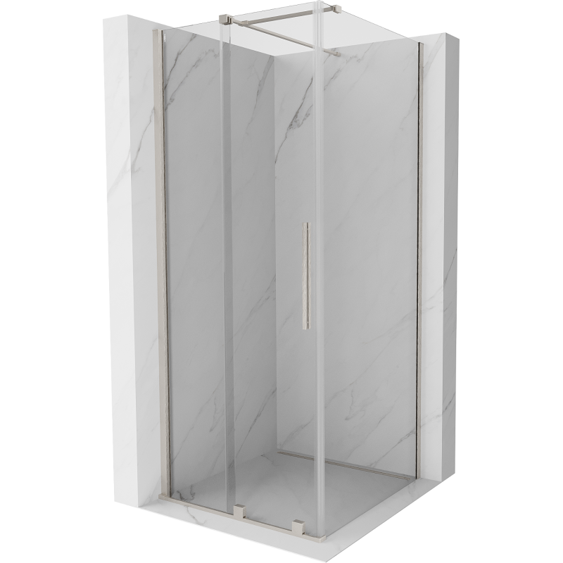 Mexen Velar sliding shower cabin 100 x 100 cm, transparent, brushed nickel - 871-100-100-01-97
