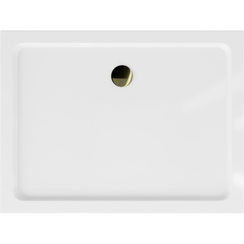 Mexen Flat slim rectangular shower tray 130 x 100 cm, white, golden siphon - 40101013G