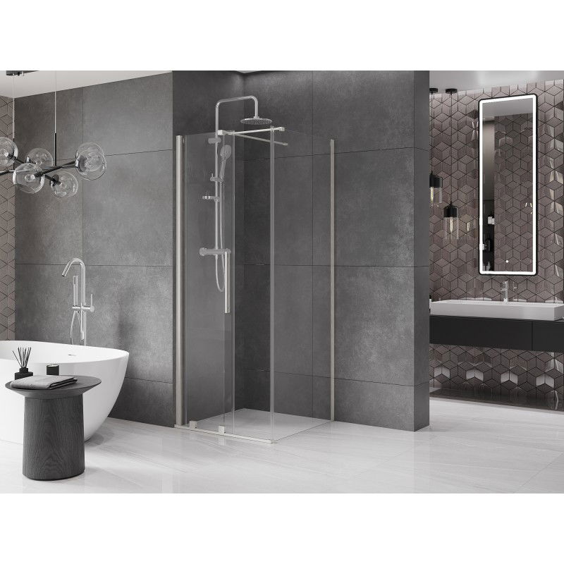 Mexen Velar sliding shower cabin 120 x 120 cm, transparent, brushed nickel - 871-120-120-01-97