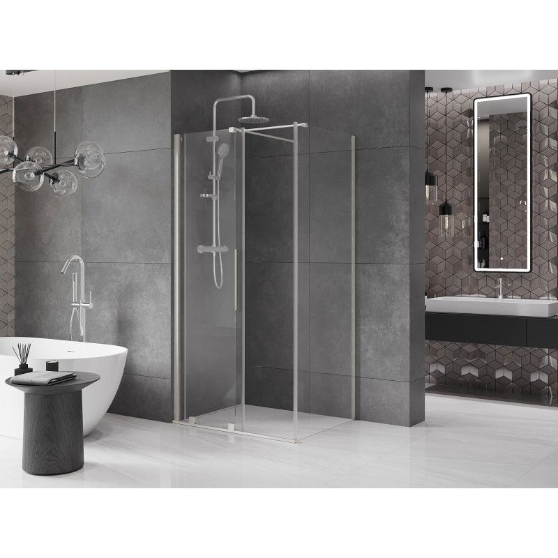 Mexen Velar sliding shower enclosure 130 x 100 cm, transparent, brushed nickel - 871-130-100-01-97