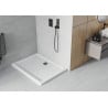 Mexen Flat slim rectangular shower tray 90 x 80 cm, White, Black siphon - 40108090B