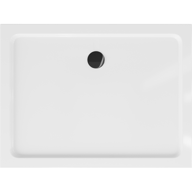 Mexen Flat rectangular slim shower tray 90 x 80 cm, white, black siphon - 40108090B