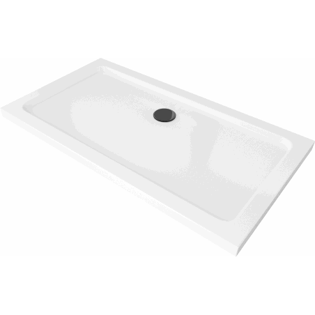 Mexen Flat slim rectangular shower tray 140 x 70 cm, White, Black siphon - 40107014B