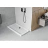 Mexen Flat slim rectangular shower tray 140 x 70 cm, White, Black siphon - 40107014B