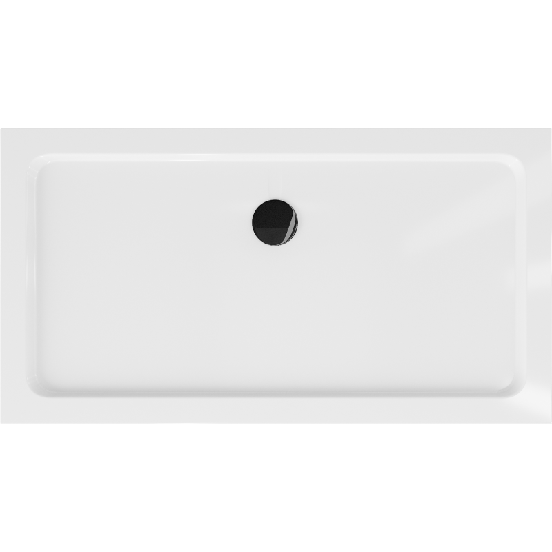 Mexen Flat rectangular slim shower tray 140 x 70 cm, white, black siphon - 40107014B