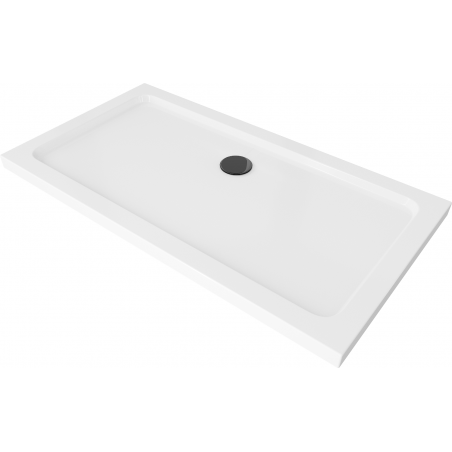 Mexen Flat slim rectangular shower tray 120 x 70 cm, White, Black siphon - 40107012B