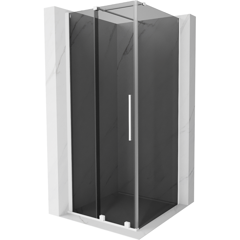 Mexen Velar 100 x 100 cm Sliding Shower Enclosure, Graphite, White - 871-100-100-41-20