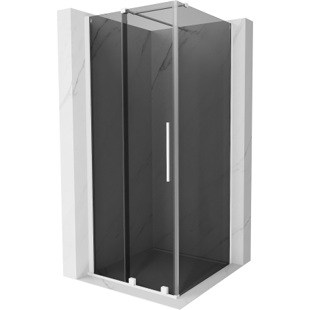 Mexen Velar 100 x 100 cm Sliding Shower Enclosure, Graphite, White - 871-100-100-41-20