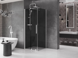 Mexen Velar 100 x 100 cm Sliding Shower Enclosure, Graphite, White - 871-100-100-41-20